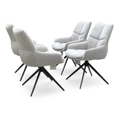 ‘Kiara’ Taupe Fabric Set of 4 Swivel Dining Chairs