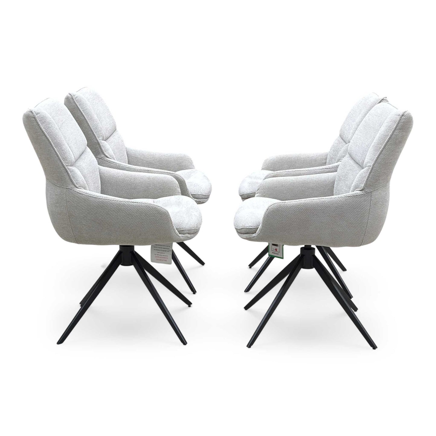 ‘Kiara’ Taupe Fabric Set of 4 Swivel Dining Chairs