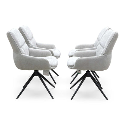 ‘Kiara’ Taupe Fabric Set of 4 Swivel Dining Chairs