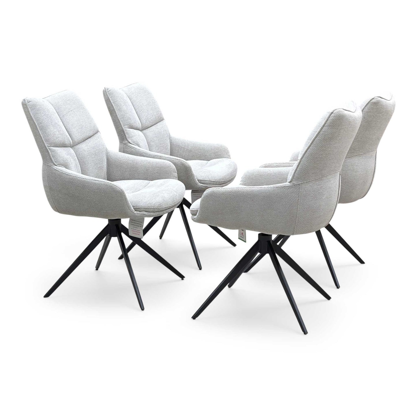 ‘Kiara’ Taupe Fabric Set of 4 Swivel Dining Chairs
