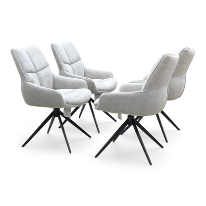 ‘Kiara’ Taupe Fabric Set of 4 Swivel Dining Chairs