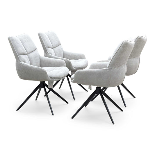 ‘Kiara’ Taupe Fabric Set of 4 Swivel Dining Chairs