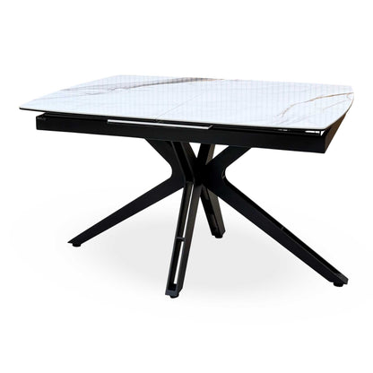 ‘Jose’ Doro Marble Ceramic Top 130cm Pop Up Extending Dining Table