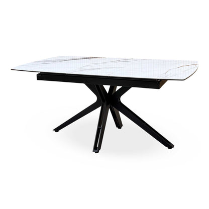 ‘Jose’ Doro Marble Ceramic Top 130cm Pop Up Extending Dining Table
