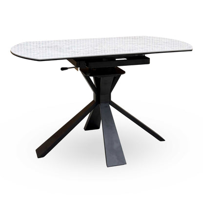'Crete' Ceramic Top Round Swivel Extending Dining Table