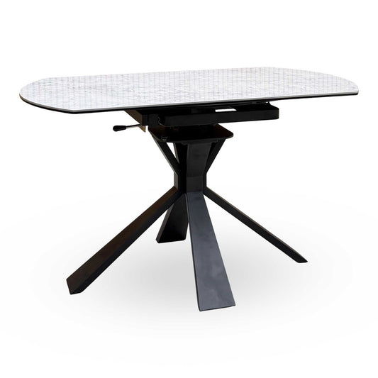 'Crete' Ceramic Top Round Swivel Extending Dining Table