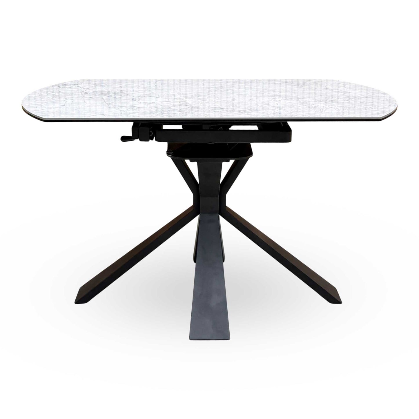'Crete' Ceramic Top Round Swivel Extending Dining Table