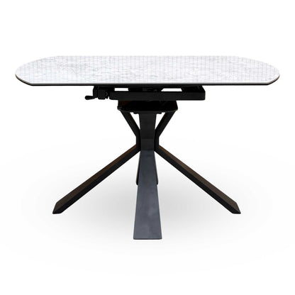 'Crete' Ceramic Top Round Swivel Extending Dining Table