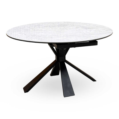 'Crete' Ceramic Top Round Swivel Extending Dining Table