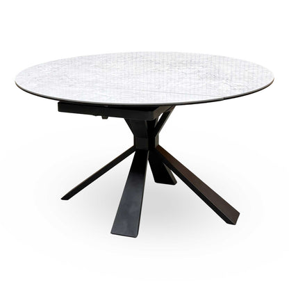 'Crete' Ceramic Top Round Swivel Extending Dining Table