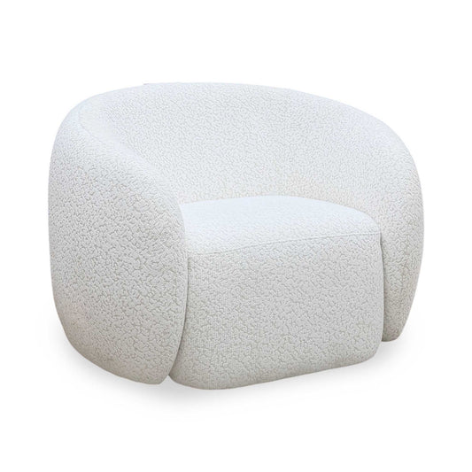 ‘Samuel’ Ivory White Fabric Swivel Accent Chair
