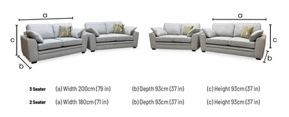 ‘Chalfont’ Orm Silver Tight Weave Fabric 3 + 2 Seater Sofa Set