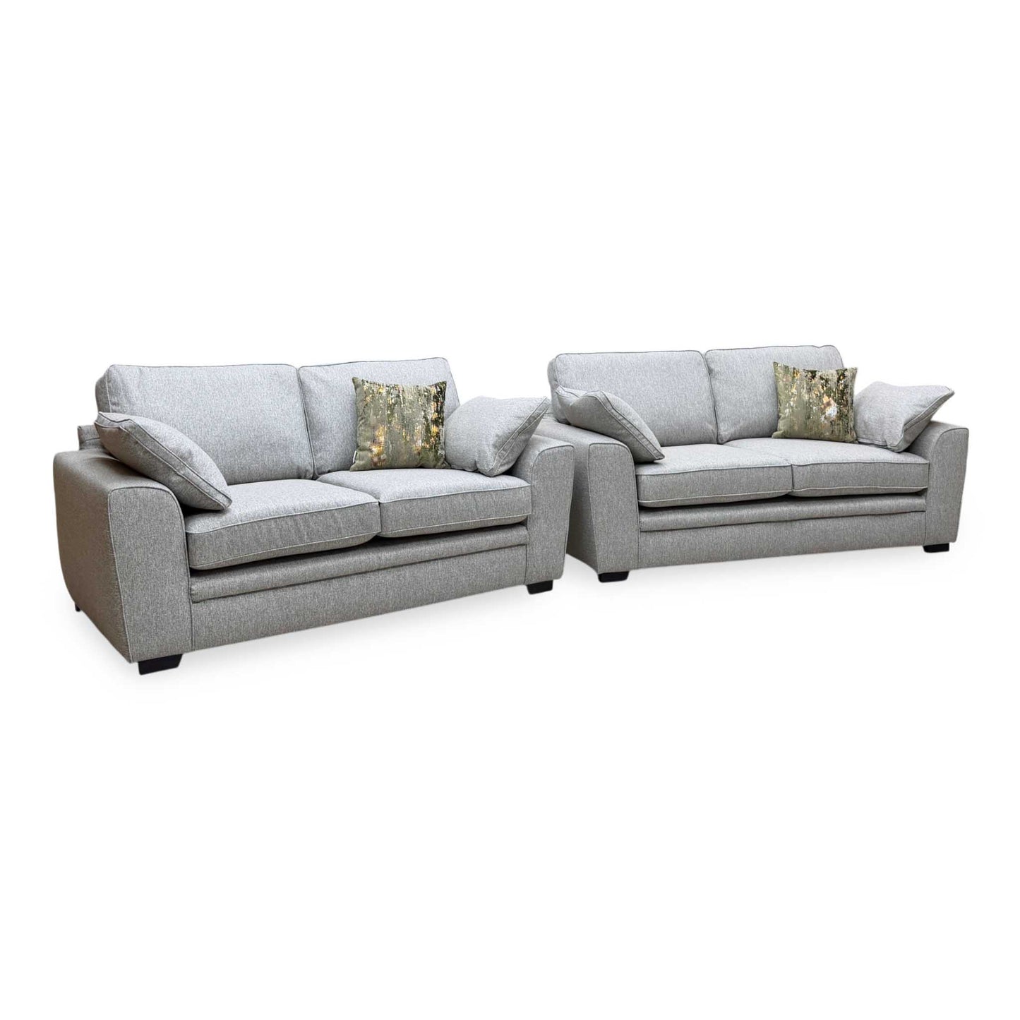 ‘Chalfont’ Orm Silver Tight Weave Fabric 3 + 2 Seater Sofa Set