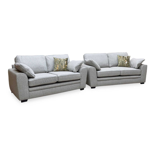 ‘Chalfont’ Orm Silver Tight Weave Fabric 3 + 2 Seater Sofa Set