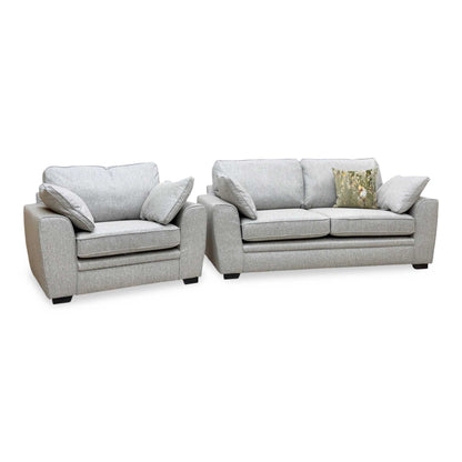 ‘Chalfont’ Orm Silver Tight Weave Fabric 3 Seater Sofa + Chair