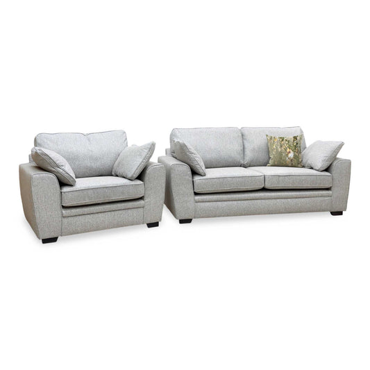 ‘Chalfont’ Orm Silver Tight Weave Fabric 3 Seater Sofa + Chair
