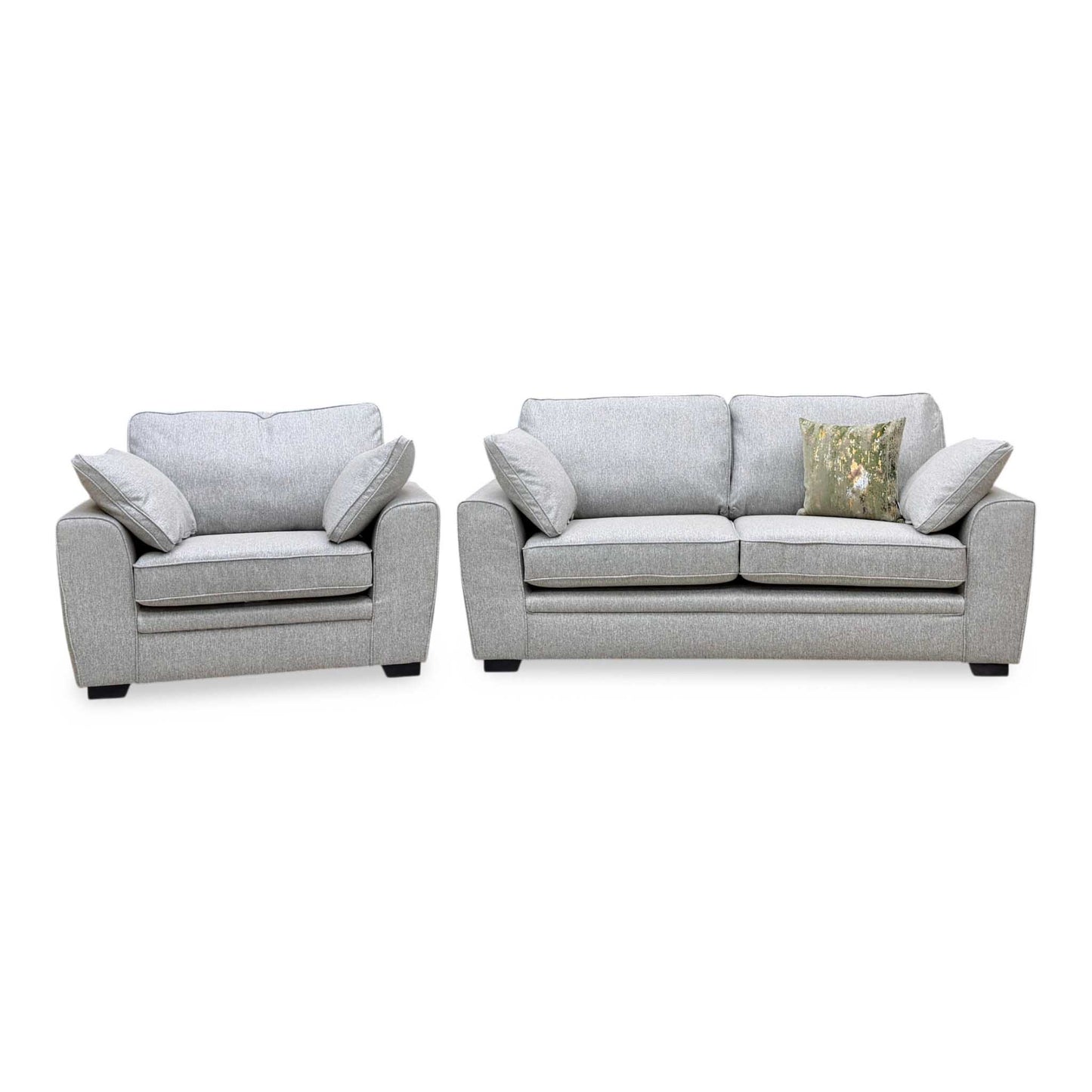 ‘Chalfont’ Orm Silver Tight Weave Fabric 3 Seater Sofa + Chair