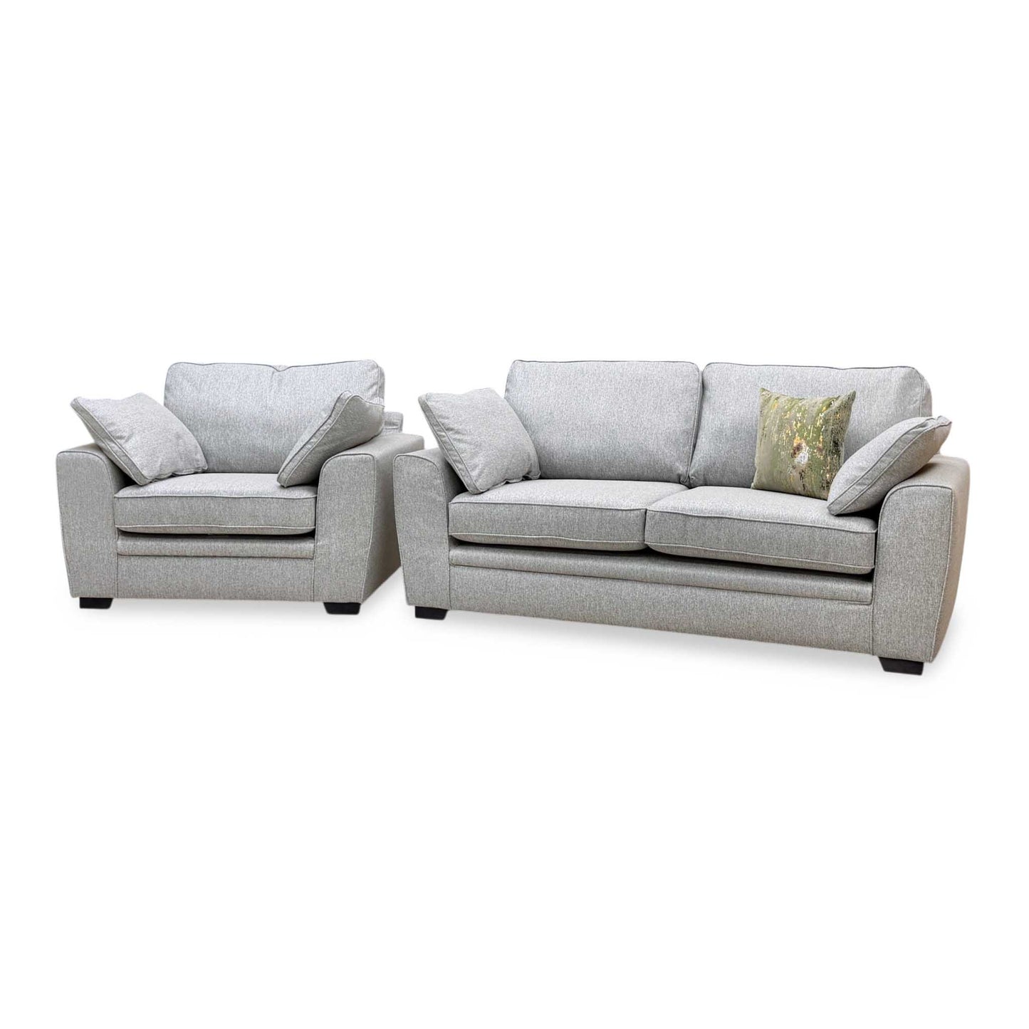 ‘Chalfont’ Orm Silver Tight Weave Fabric 3 Seater Sofa + Chair
