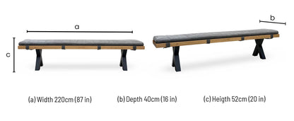 Bodahl 'Njord' 1 Oil Solid Oak 220cm Dining Bench + Grey Bench Pad