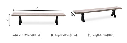 Bodahl 'Terra' 8 Vintage Grey Solid Oak 240cm Dining Bench