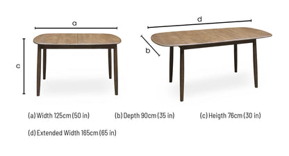 ‘Stockholm’ Dark Oak Solid Oak Small Extending Dining Table