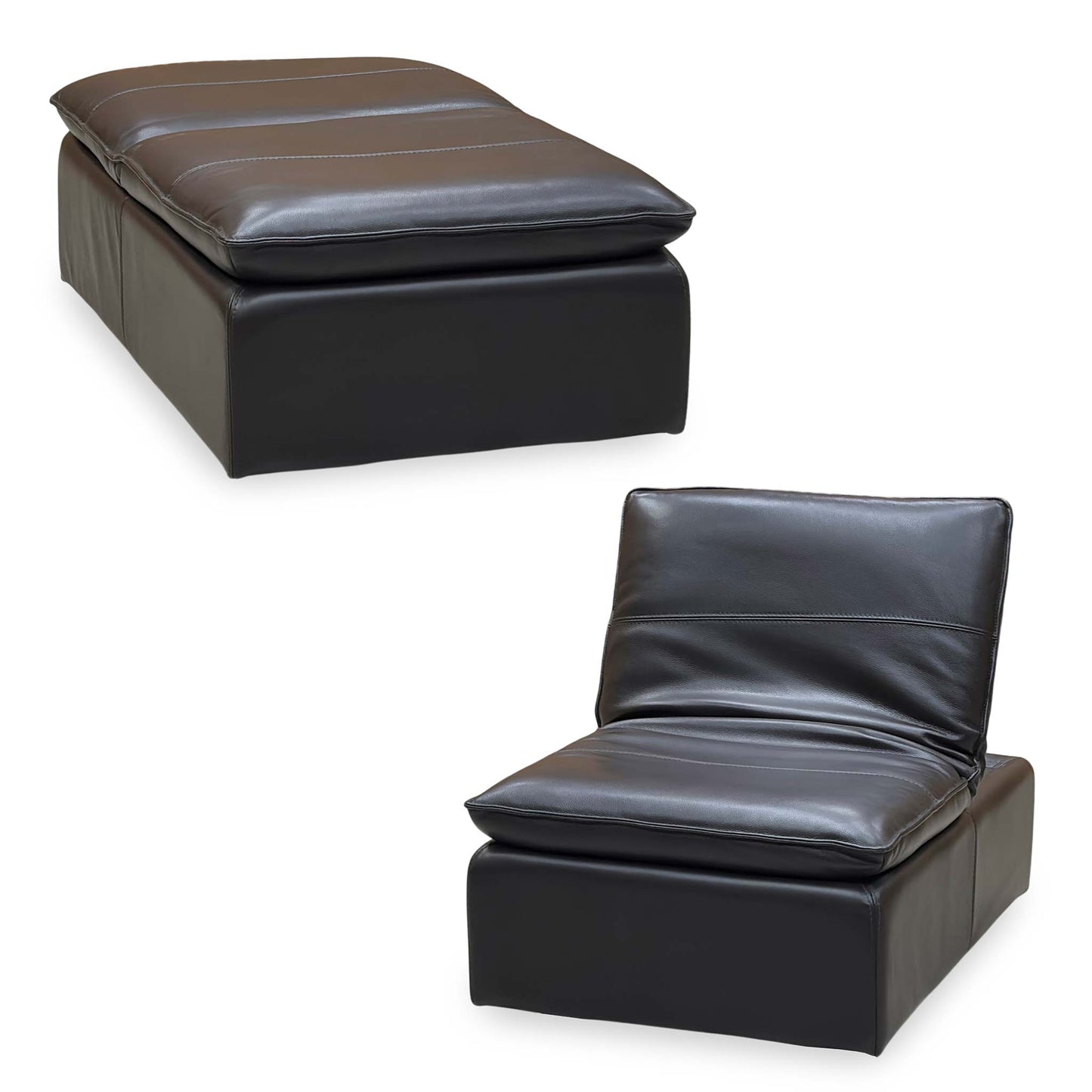 ‘Starlight Express’ Chocolate Brown Leather Storage Chair Footstool