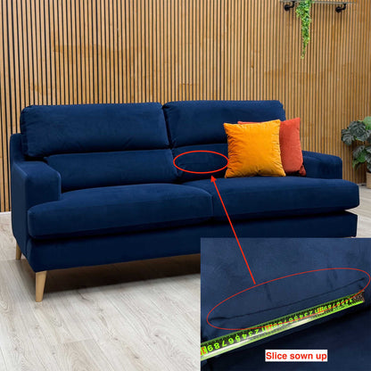 The Lounge Co. ‘Romilly’ Mid009 Midnight Indigo Wa Ft Velvet Fabric 3 Seater Sofa