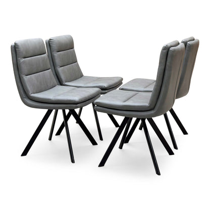 Bodahl 'Njord' 4 Desert Solid Oak Straight Top 160cm Dining Table + Anthracite Grey Faux Leather Swivel Chair - Set of 4