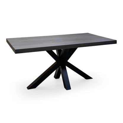 Bodahl 'Njord' 2 Smoked Solid Oak Straight Top 160cm Dining Table with Anthracite Grey Faux Leather Swivel Chair - Set of 4