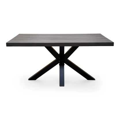 Bodahl 'Njord' 2 Smoked Solid Oak Straight Top 160cm Dining Table with Anthracite Grey Faux Leather Swivel Chair - Set of 4