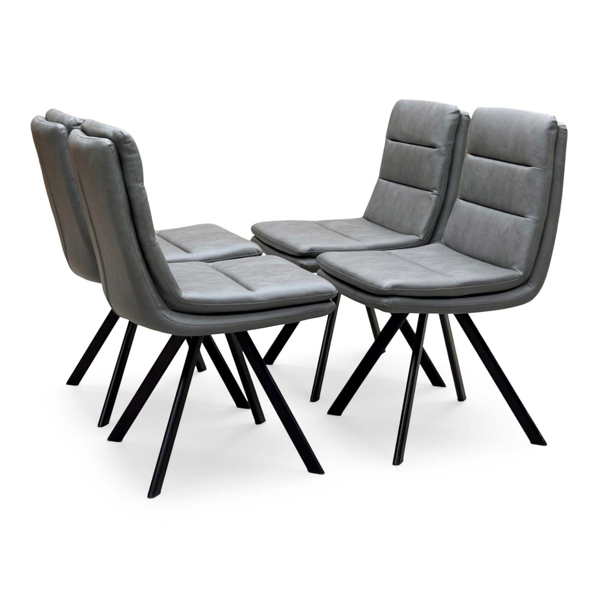 Bodahl 'Njord' 2 Smoked Solid Oak Straight Top 160cm Dining Table with Anthracite Grey Faux Leather Swivel Chair - Set of 4
