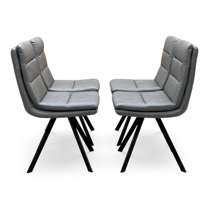 Bodahl 'Njord' 4 Desert Solid Oak Straight Top 160cm Dining Table + Anthracite Grey Faux Leather Swivel Chair - Set of 4