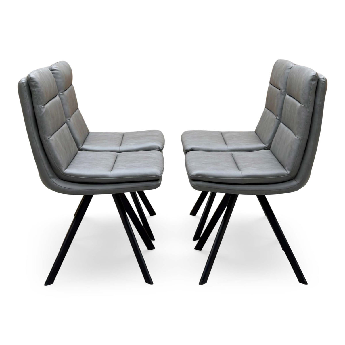 Bodahl 'Njord' 2 Smoked Solid Oak Straight Top 160cm Dining Table with Anthracite Grey Faux Leather Swivel Chair - Set of 4