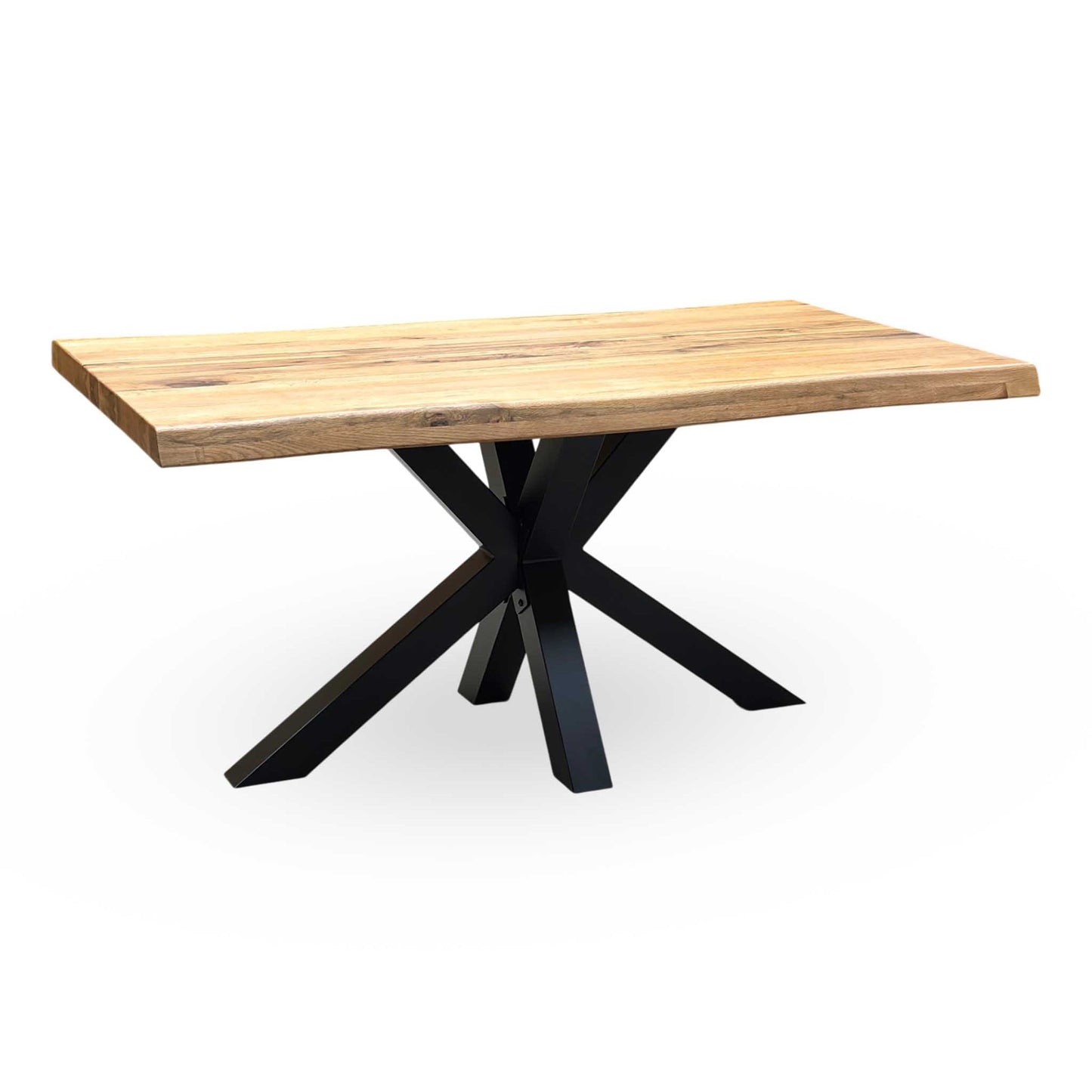 Bodahl 'Njord' 1 Oil Solid Oak Raw Edge 160cm Dining Table with Metal Star Base