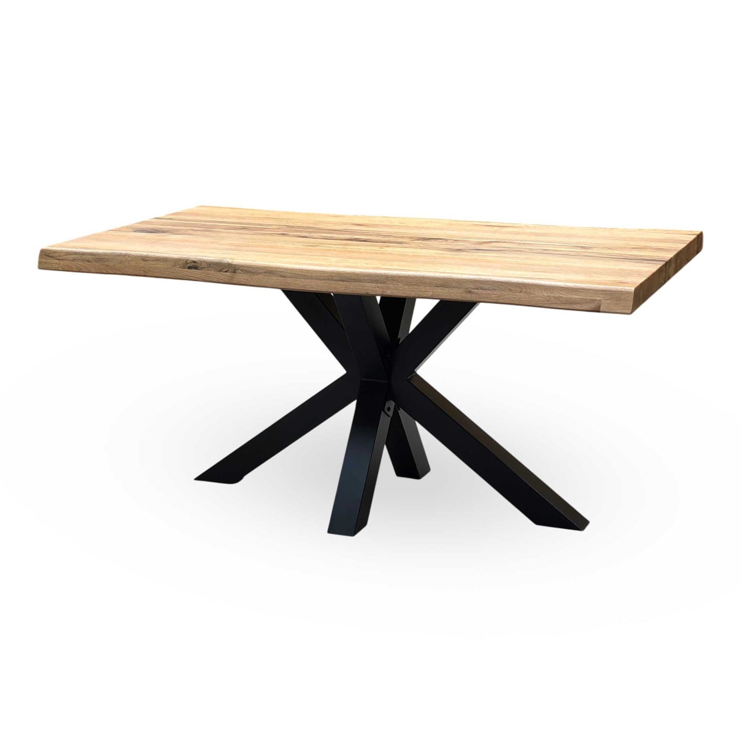 Bodahl 'Njord' 1 Oil Solid Oak Raw Edge 160cm Dining Table with Metal Star Base
