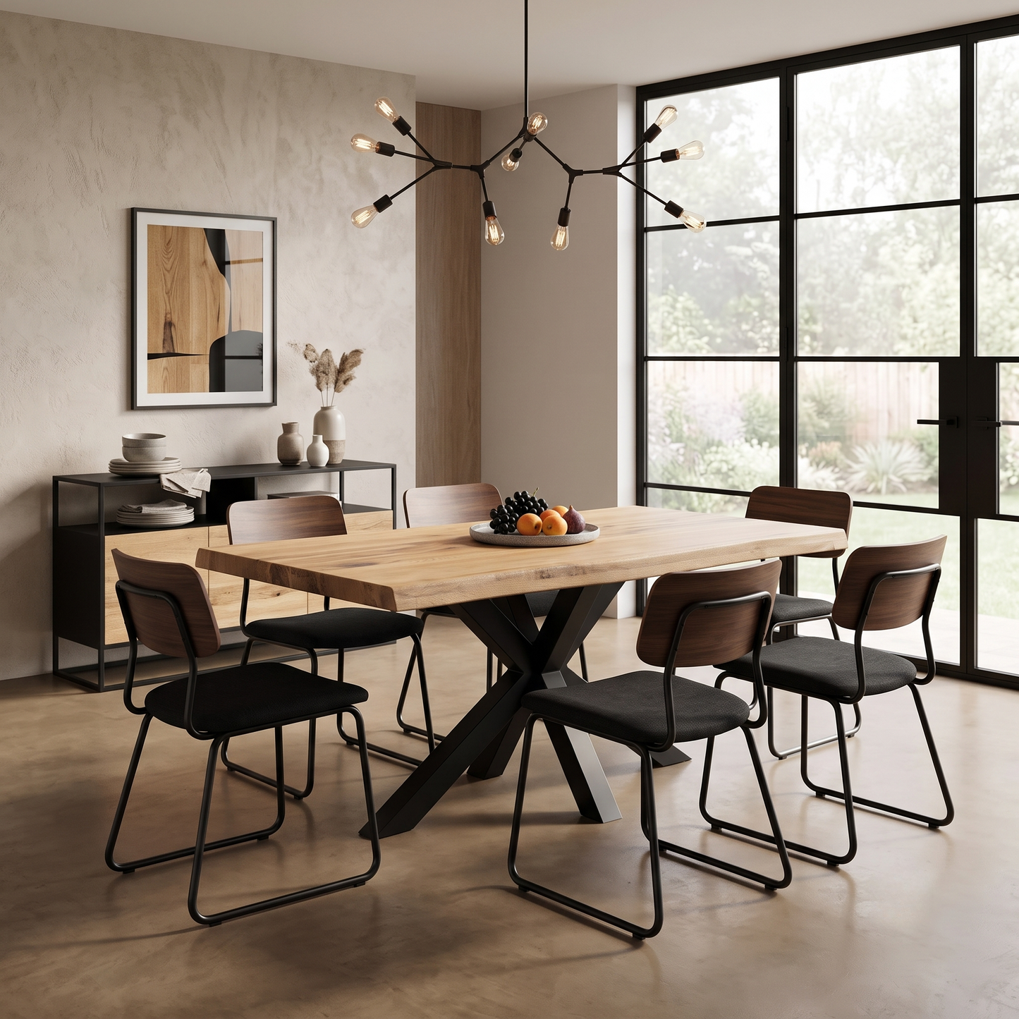 Bodahl 'Njord' 1 Oil Solid Oak Raw Edge 160cm Dining Table with Metal Star Base