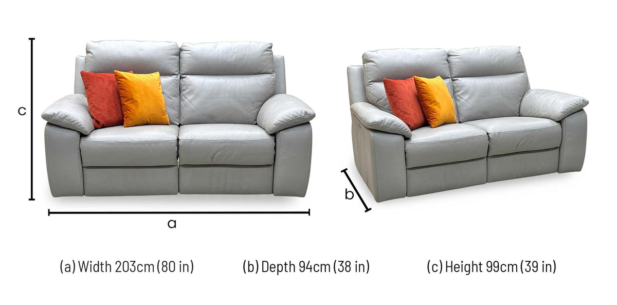 Nicoletti ‘Pepino’ Grey Leather 3 Seater Power Recliner Sofa – view 12