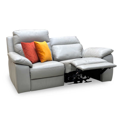 Nicoletti ‘Pepino’ Grey Leather 3 Seater Power Recliner Sofa