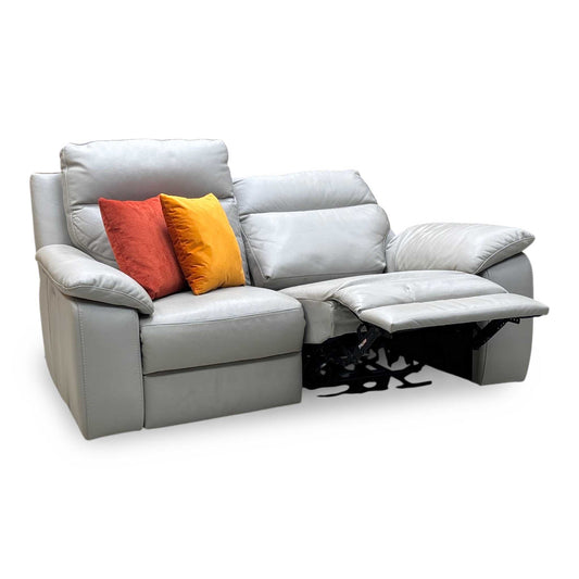 Nicoletti ‘Pepino’ Grey Leather 3 Seater Power Recliner Sofa
