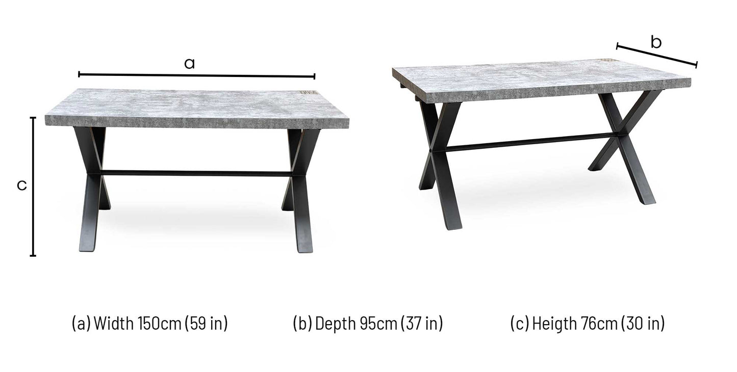 ‘Moon’ Grey Concrete Effect Small Dining Table
