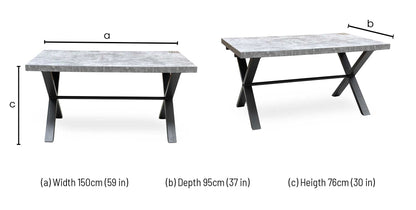 ‘Moon’ Grey Concrete Effect Small Dining Table