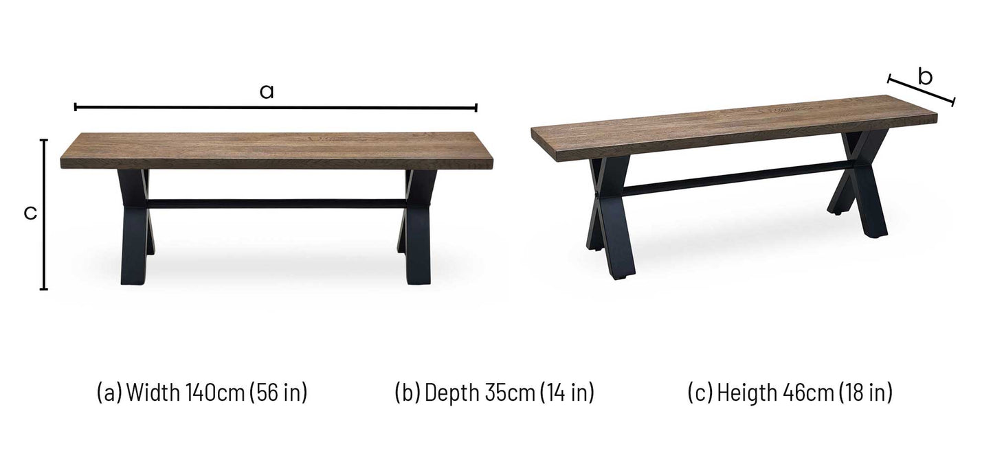 'Jupiter’ Solid Oak 140cm Dining Bench
