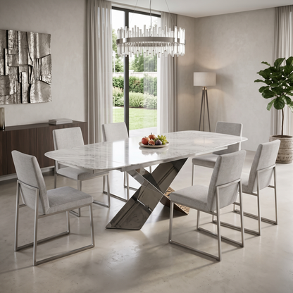 'Gabana' Real Marble Large 180cm Extending Dining Table
