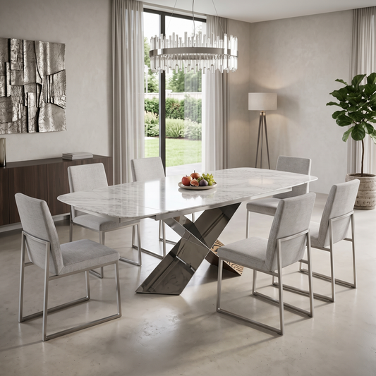 'Gabana' Real Marble Large 180cm Extending Dining Table – view 2