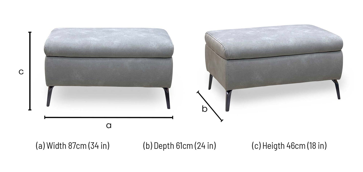 ‘Daytona’ Dexter Smoke Grey Fabric Standard Footstool
