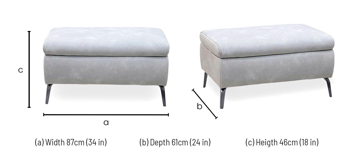 ‘Daytona’ Dexter Smoke Grey Fabric Standard Footstool – view 6