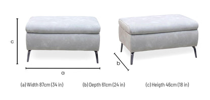 ‘Daytona’ Dexter Smoke Grey Fabric Standard Footstool – view 6