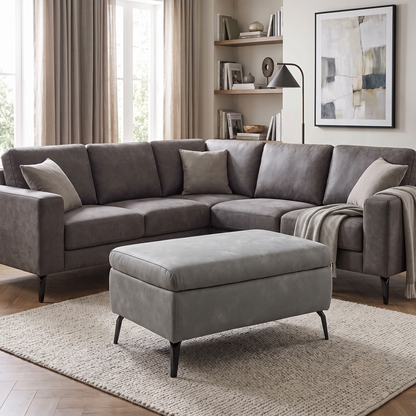 ‘Daytona’ Dexter Smoke Grey Fabric Standard Footstool