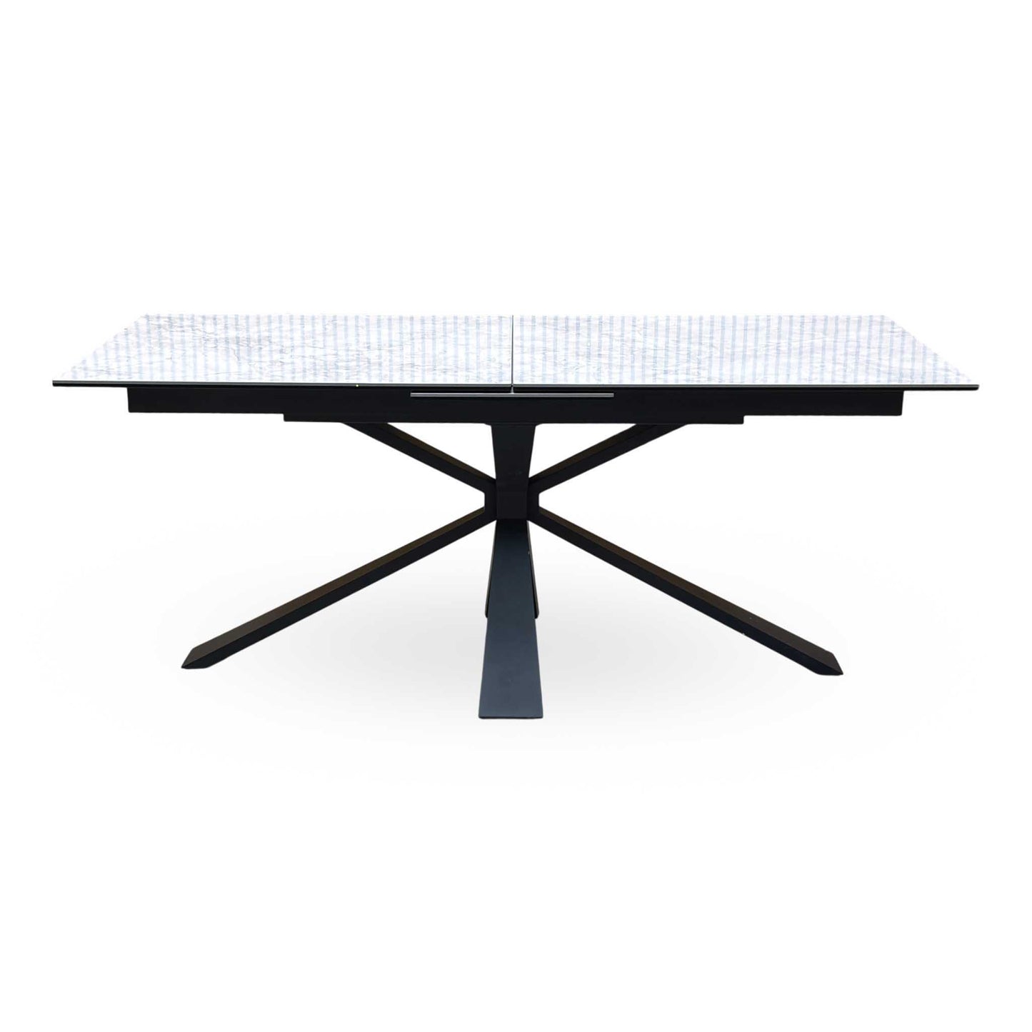 'Crete' Ceramic Top 180cm Large Extending Dining Table with Dark Grey Fabric Swivel Dining Chairs - Set of 4