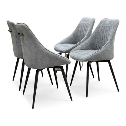 'Crete' Ceramic Top 180cm Large Extending Dining Table with Dark Grey Fabric Swivel Dining Chairs - Set of 4
